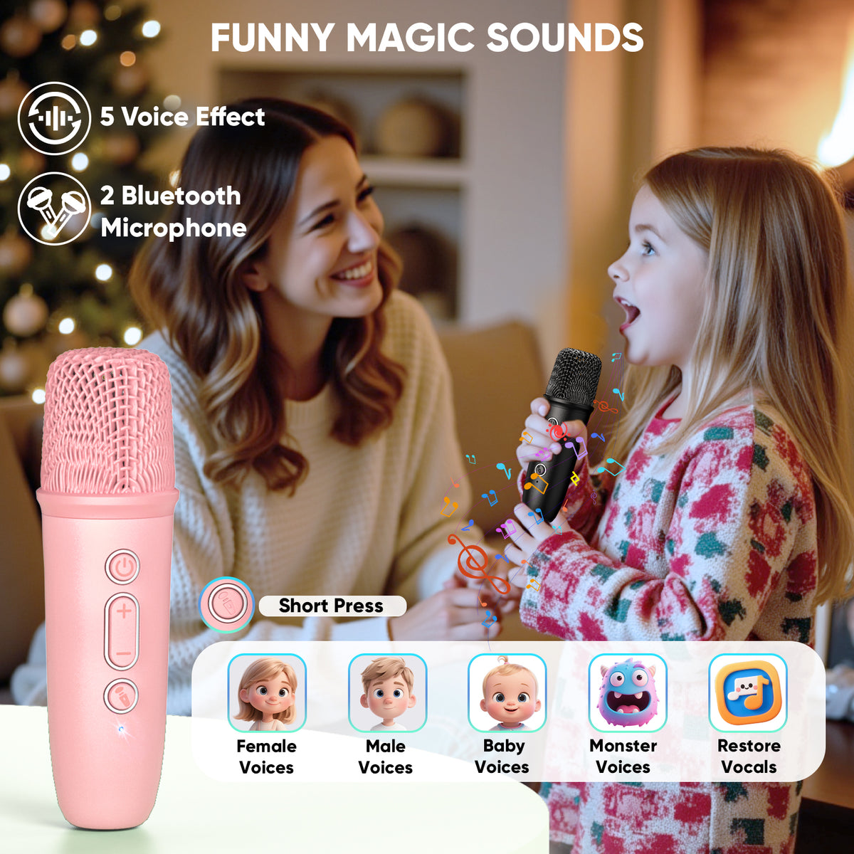 Mini Karaoke Machine for Kids, Gifts for Girls Ages 3-12, Bluetooth Speaker