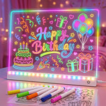 Rechargeable Glow LED Drawing Board, Gift for 3 4 5 6 7 8 Year Old Girls Birthday, Light Up Art Dry Erase Note Board