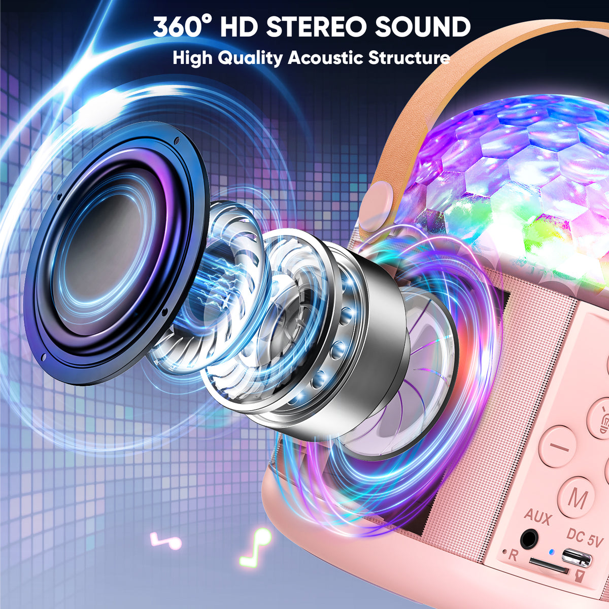 Mini Karaoke Machine for Kids, Gifts for Girls Ages 3-12, Bluetooth Speaker