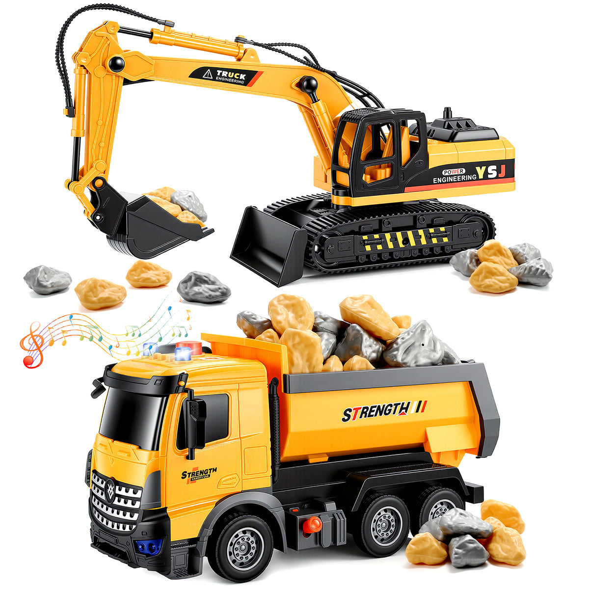Funforfun Toys Gifts for 3 4 5 6 7 8 Year Old Boys, Truck Construction Toy for Boys