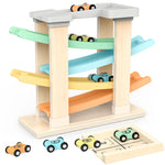 Funforfun Montessori Toys for 1 2 3 Year Old Boys Toddler, Race Track Car Ramp Toys with 4 Cars, Toys for 1-3 Years Old Boy Girls Gifts for Birthday