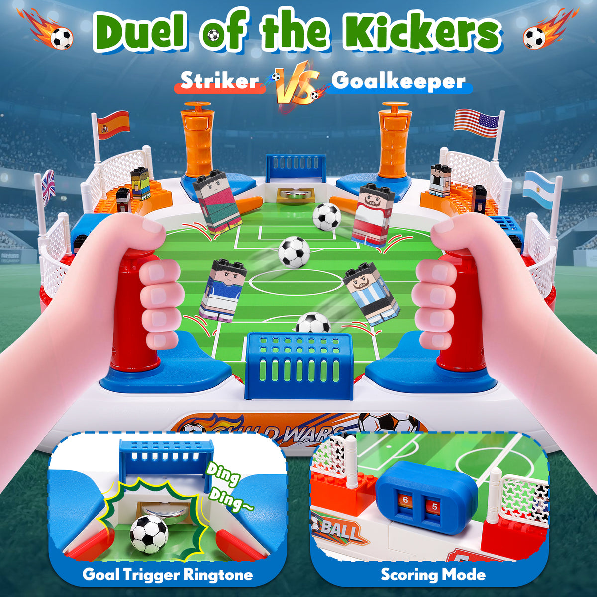 Mini Foosball Table Game, Gifts for 3-12 Year Old Kids Boys Tabletop Soccer Games, Soccer Pinball for Indoor Game