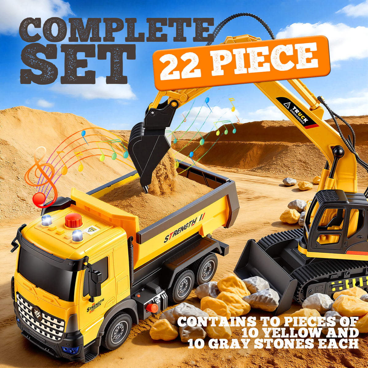Funforfun Toys Gifts for 3 4 5 6 7 8 Year Old Boys, Truck Construction Toy for Boys