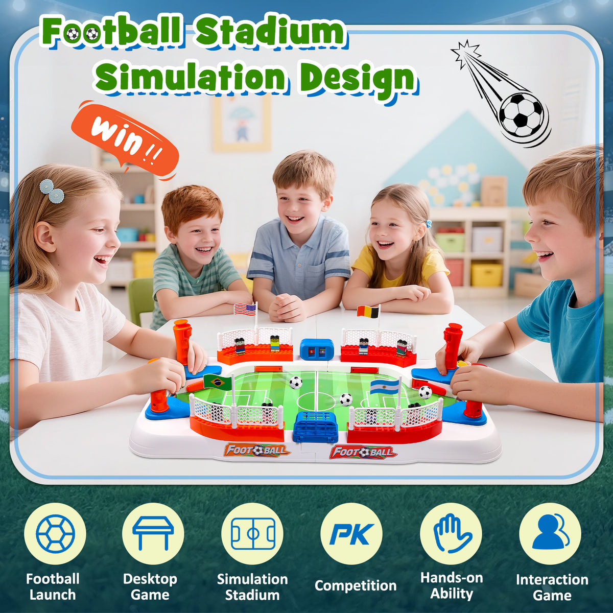 Mini Foosball Table Game, Gifts for 3-12 Year Old Kids Boys Tabletop Soccer Games, Soccer Pinball for Indoor Game