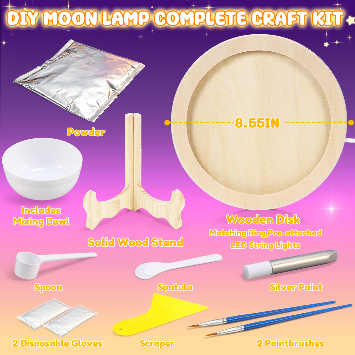 Craft Kit for Girls 8-12, DIY Moon Lamp Craft Set, Gift for 6 7 8 9 10 Year Old Girls, Craft Kits for Kids