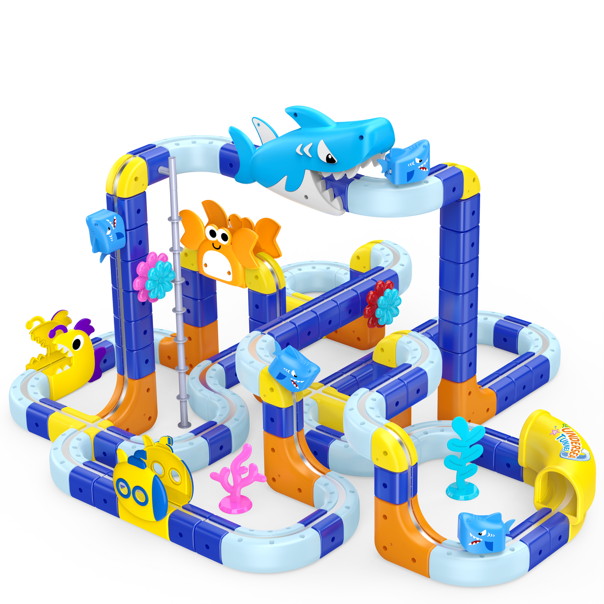 Electric Train Set for Kid, 193 Pcs Shark Track Race Car Toys Gifts for 3-8 Year Old Boys Girls