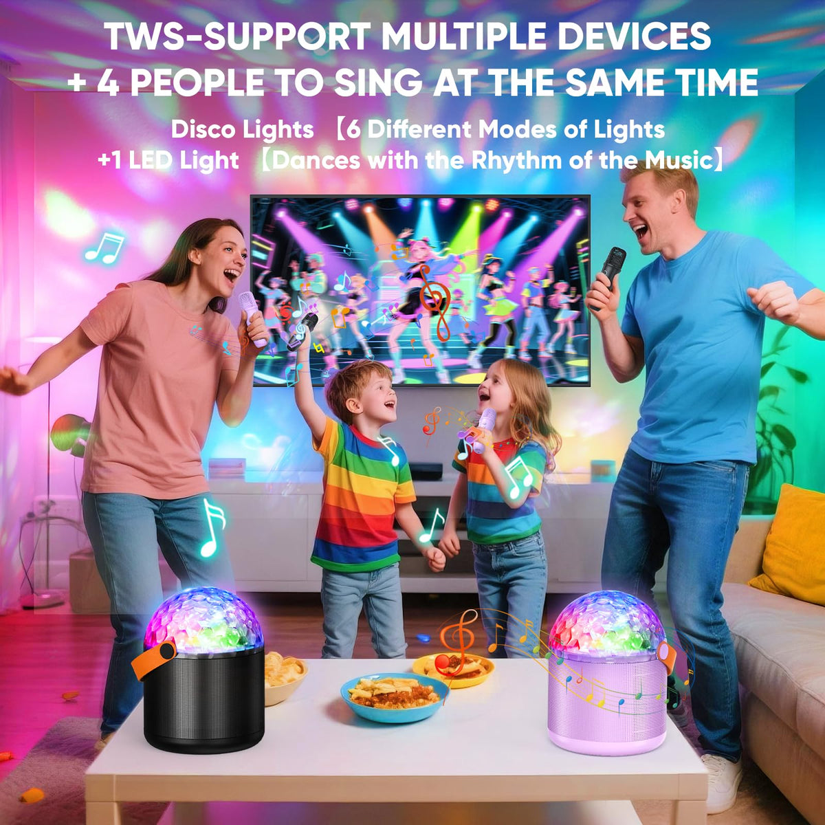 Mini Karaoke Machine for Kids, Gifts for Girls Ages 3-12, Bluetooth Speaker with 2 Wireless Karaoke Microphones